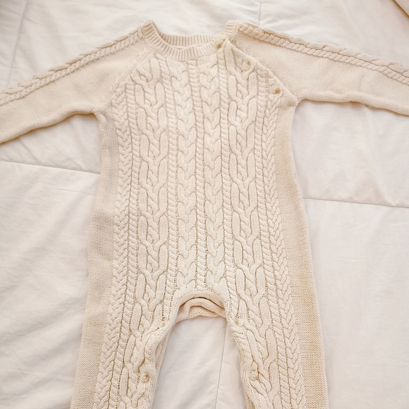 Baby Gap - Cream Cable Knit Sweater Romper for Baby Boy - 18-24 months - Picture 1 of 5